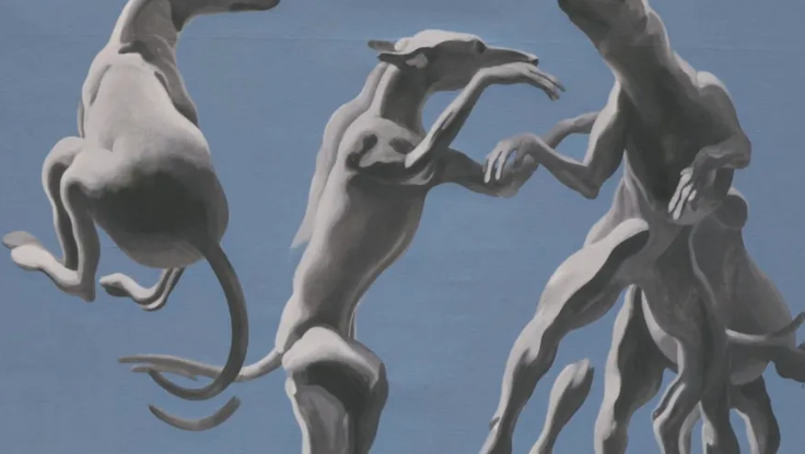 Henri Cueco, Troupes de chiens (1990-1993) acrylique sur toile de lin, 200 cm x 400 cm - Antre Peaux